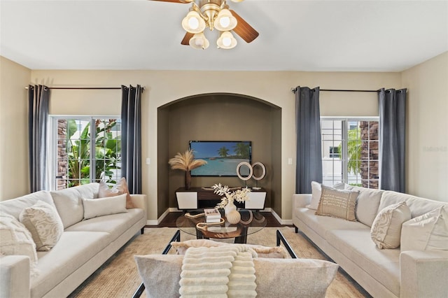 589 52nd Ave N, Saint Petersburg, FL 33703 - living room with ceiling fan and baseboards