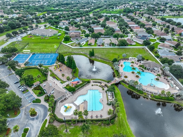 11806 Holly Crest Ln, Riverview, FL 33569 - aerial view of property and surrounding area featuring a pool and a large body of water
