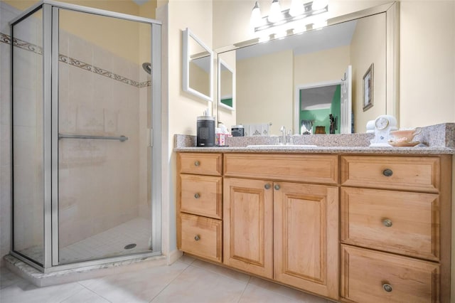 184 Hunter Ct, Palm Harbor, FL 34684 - full bath featuring a shower stall, vanity, and tile patterned floors