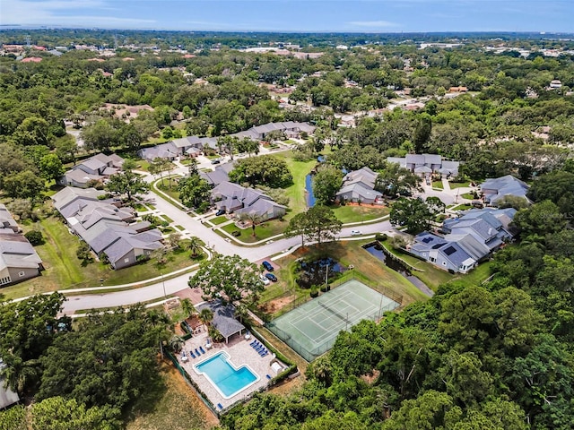 184 Hunter Ct, Palm Harbor, FL 34684 - aerial perspective of suburban area featuring a pool area