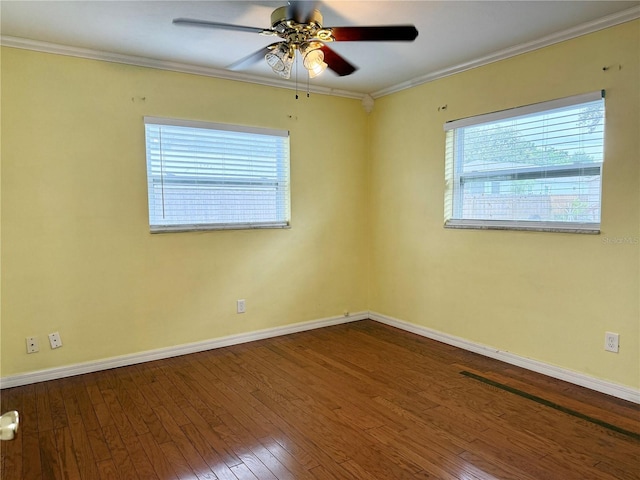 2523 Krueger Ln, Tampa, FL 33618 - unfurnished room with ceiling fan, hardwood / wood-style floors, baseboards, and ornamental molding