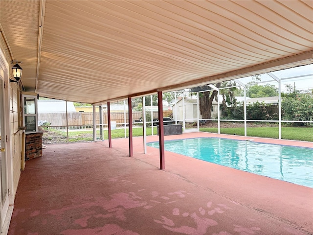 2523 Krueger Ln, Tampa, FL 33618 - view of swimming pool with a patio, a fenced backyard, and glass enclosure