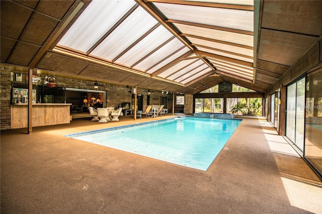 309 Hidden Lake Dr, Brandon, FL 33511 - indoor pool featuring a patio area and ceiling fan