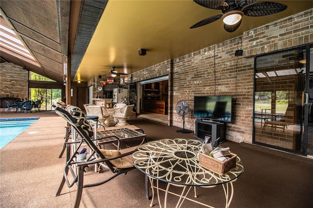 309 Hidden Lake Dr, Brandon, FL 33511 - view of patio featuring a ceiling fan and a swimming pool