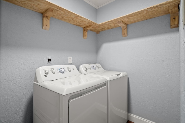 2809 Marconi St, Tampa, FL 33605 - laundry area featuring separate washer and dryer and crown molding
