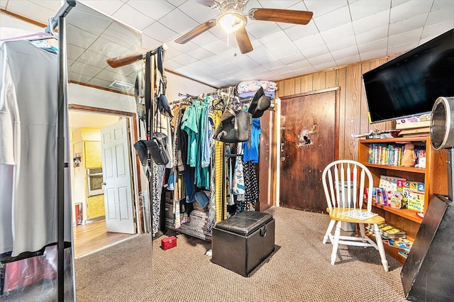 3201 E Mcberry St, Tampa, FL 33610 - walk in closet featuring a ceiling fan and carpet floors