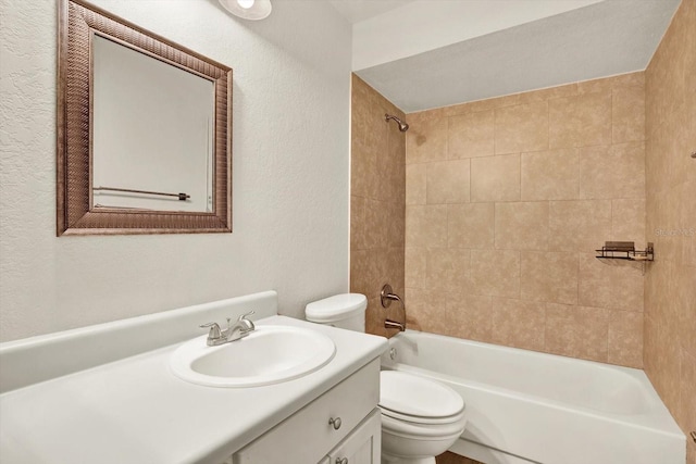4342 Candler Ave, Spring Hill, FL 34609 - full bath with toilet, vanity, a textured wall, and bathing tub / shower combination