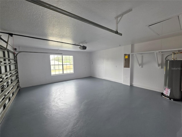 13551 Banner Rd, Spring Hill, FL 34609 - garage featuring gas water heater, electric panel, and a garage door opener