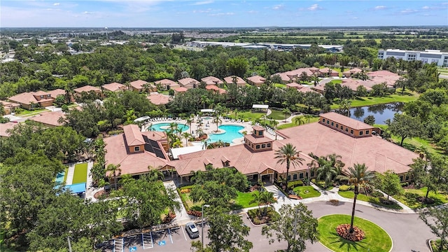 137 Silver Falls Dr, Apollo Beach, FL 33572 - aerial view of residential area with a pool