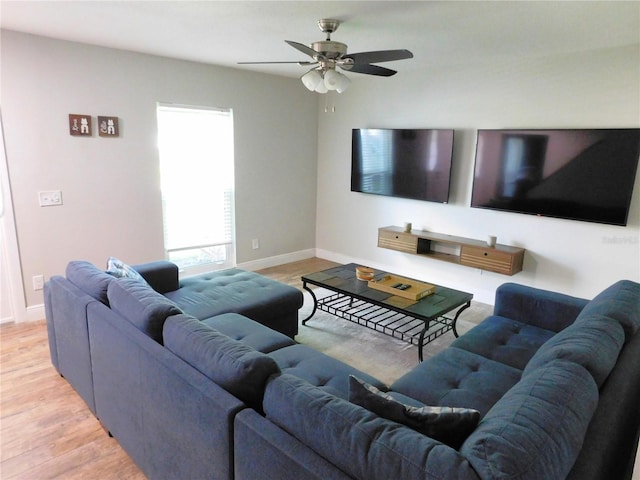 15916 Marshfield Dr, Tampa, FL 33624 - living room featuring ceiling fan and wood finished floors