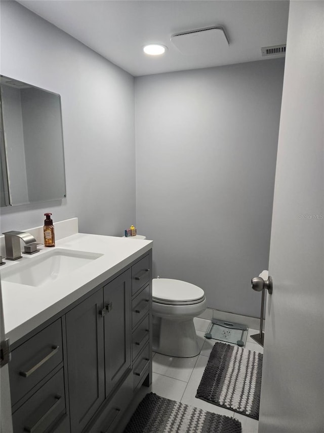 400 Island Way Unit 1606, Clearwater Beach, FL 33767 - half bath featuring toilet, vanity, tile patterned flooring, and recessed lighting
