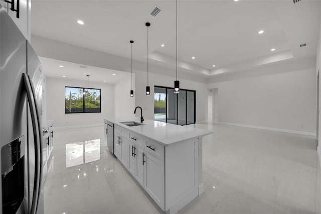 14009 Wenzel Ave, Port Charlotte, FL 33981 - kitchen with appliances with stainless steel finishes, a sink, open floor plan, recessed lighting, and white cabinets