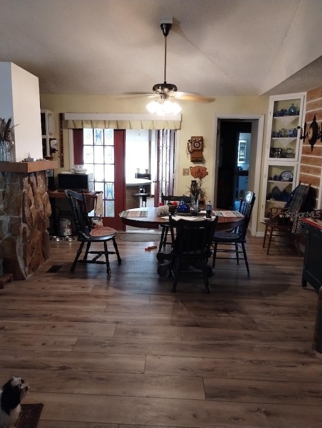 7608 Chenkin, Zephyrhills, FL 33540 - dining space with dark wood-style floors and a ceiling fan