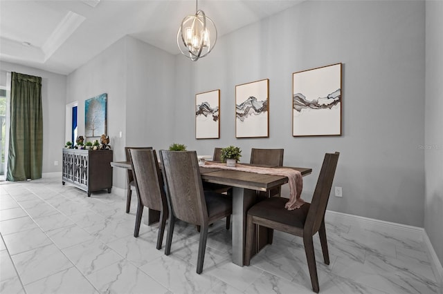 5742 Stockport St, Riverview, FL 33578 - dining space with a chandelier and light marble finish flooring