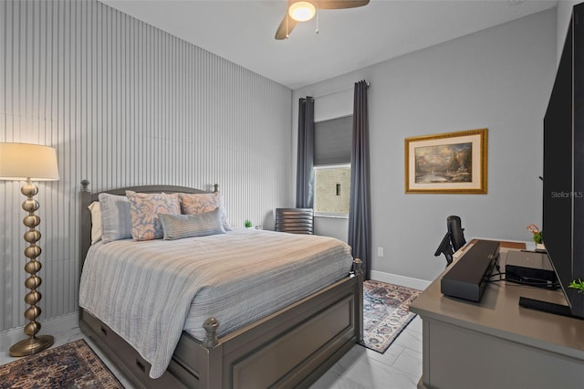 5742 Stockport St, Riverview, FL 33578 - bedroom featuring an office area, light marble finish floors, and a ceiling fan