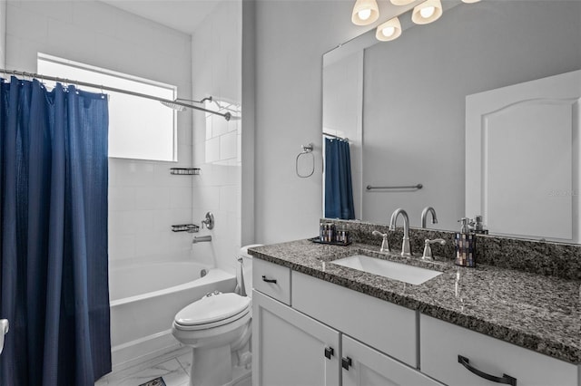 5742 Stockport St, Riverview, FL 33578 - full bath featuring vanity, marble look tiles, and shower / bath combo