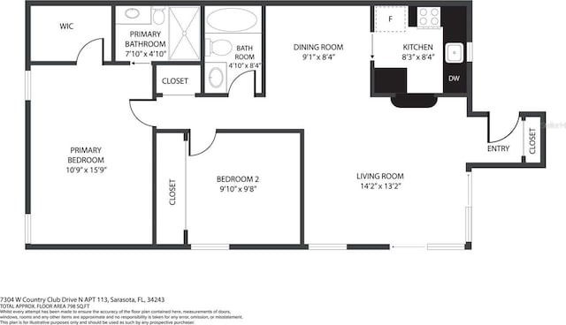 7304 W Country Club Dr N Unit 113, Sarasota, FL 34243 - room layout