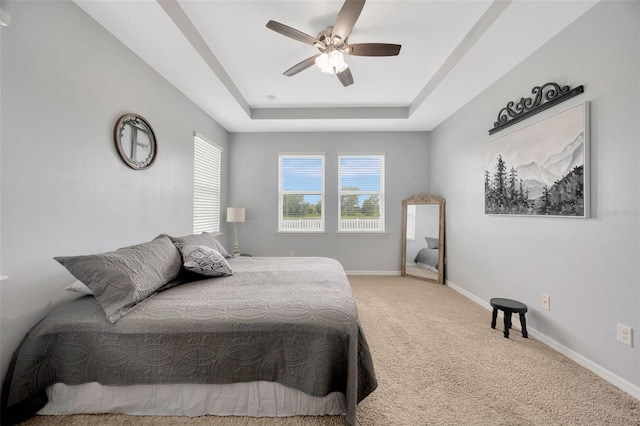 5624 Fisher Glen Loop, Wesley Chapel, FL 33545 - bedroom with a raised ceiling, multiple windows, carpet floors, and baseboards