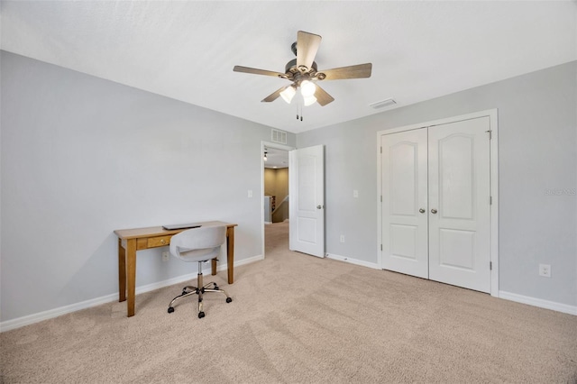 5624 Fisher Glen Loop, Wesley Chapel, FL 33545 - office with carpet flooring, ceiling fan, and baseboards