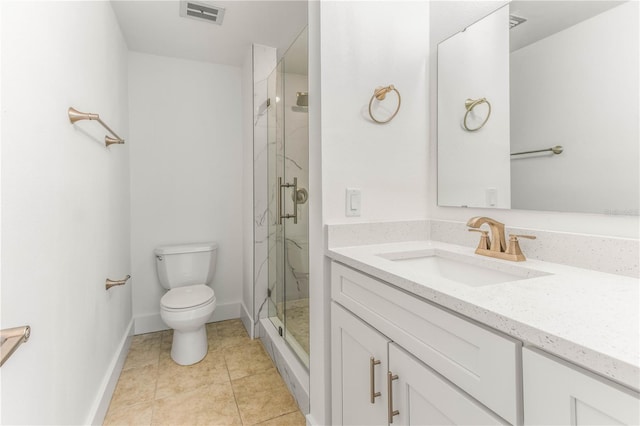 241 Skiff Pt Unit 1, Clearwater Beach, FL 33767 - bathroom featuring vanity, toilet, a marble finish shower, tile patterned flooring, and baseboards