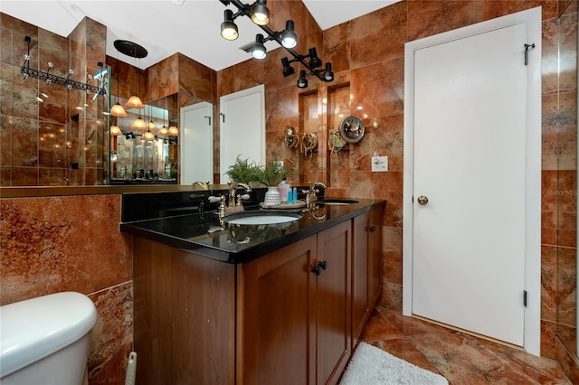 614 12th St NW, Largo, FL 33770 - bathroom with tile walls and double vanity