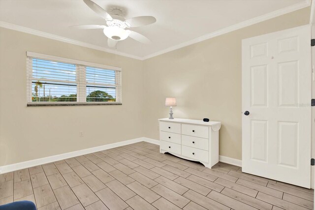 5501 80th St N Unit 206, Saint Petersburg, FL 33709 - unfurnished room with ceiling fan, ornamental molding, and light wood-type flooring