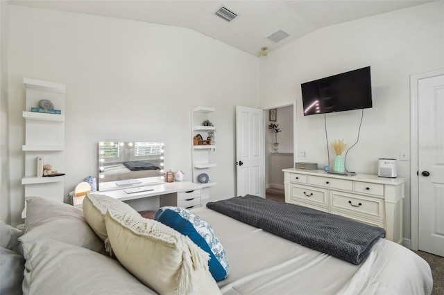 10422 Fenceline Rd, New Port Richey, FL 34655 - bedroom featuring vaulted ceiling and carpet floors