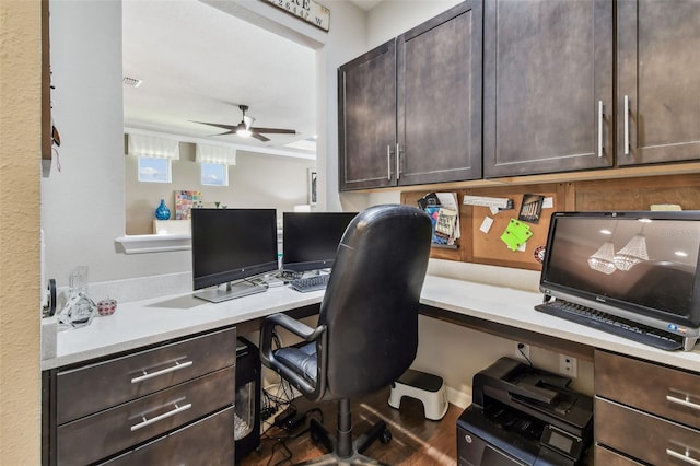 14110 Barrington Stowers Dr, Lithia, FL 33547 - office with ceiling fan and built in study area