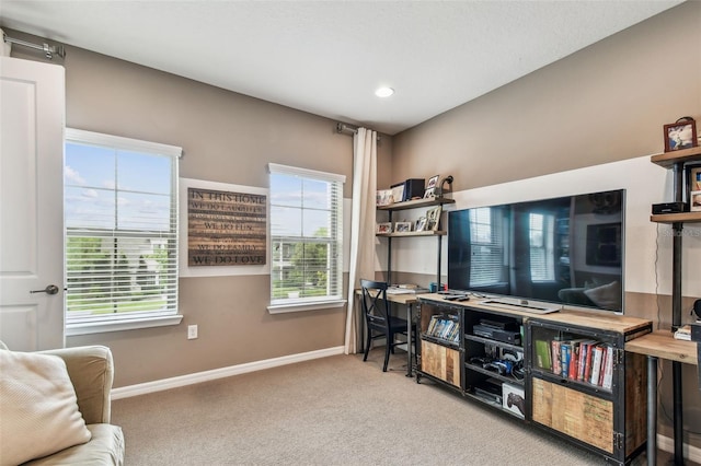 14110 Barrington Stowers Dr, Lithia, FL 33547 - office featuring carpet flooring, baseboards, healthy amount of natural light, and recessed lighting