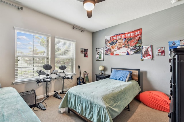 14110 Barrington Stowers Dr, Lithia, FL 33547 - bedroom with carpet flooring, ceiling fan, and baseboards