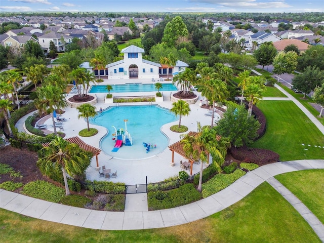 14110 Barrington Stowers Dr, Lithia, FL 33547 - aerial view of residential area with a pool area