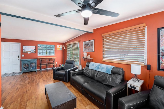 8556 91st Ter, Seminole, FL 33777 - living room with wood finished floors and ceiling fan