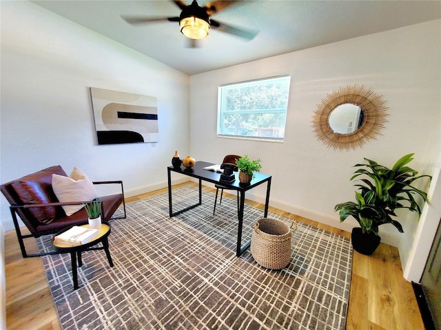 1373 Fairfax Rd, Clearwater, FL 33764 - office area with wood finished floors and ceiling fan
