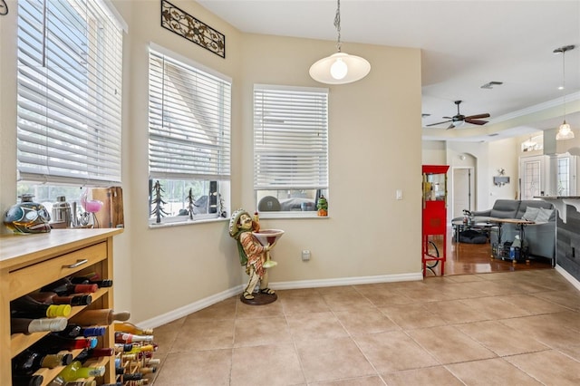 14494 Copeland Way, Brooksville, FL 34604 - dining area featuring light tile patterned flooring, baseboards, and ceiling fan