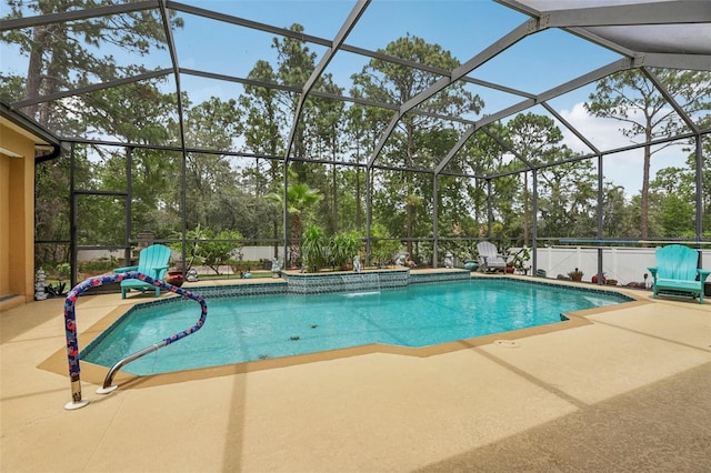 14494 Copeland Way, Brooksville, FL 34604 - outdoor pool with a patio, view of scattered trees, and glass enclosure
