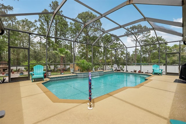 14494 Copeland Way, Brooksville, FL 34604 - outdoor pool featuring a patio, view of scattered trees, and glass enclosure