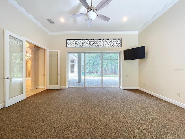 27511 Hialeah Way, Wesley Chapel, FL 33544 - unfurnished room with carpet flooring, baseboards, ornamental molding, and recessed lighting