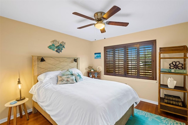 6143 Black Walnut Dr, Bartow, FL 33830 - bedroom featuring wood finished floors, baseboards, and ceiling fan