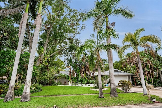 1151 Lancer Ln, Tarpon Springs, FL 34689 - view of front of home with a front yard, driveway, and a garage