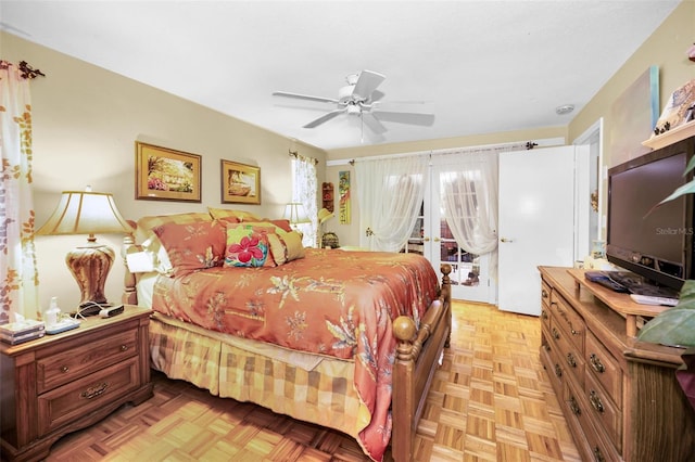 1151 Lancer Ln, Tarpon Springs, FL 34689 - bedroom with access to outside, french doors, and ceiling fan