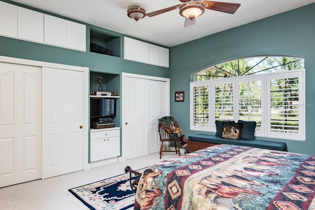 3452 Forelock Rd, Tarpon Springs, FL 34688 - bedroom with two closets and a ceiling fan