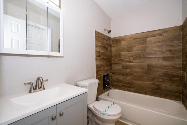 8502 Grapefruit Ave, Tampa, FL 33619 - full bathroom with bathing tub / shower combination, vanity, and a textured wall