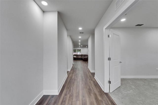 6658 Devlin Ln, Wesley Chapel, FL 33545 - hallway with wood finished floors, recessed lighting, and baseboards