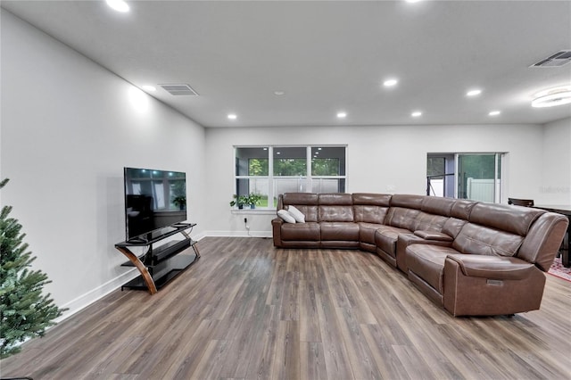 6658 Devlin Ln, Wesley Chapel, FL 33545 - living area featuring wood finished floors, recessed lighting, and baseboards