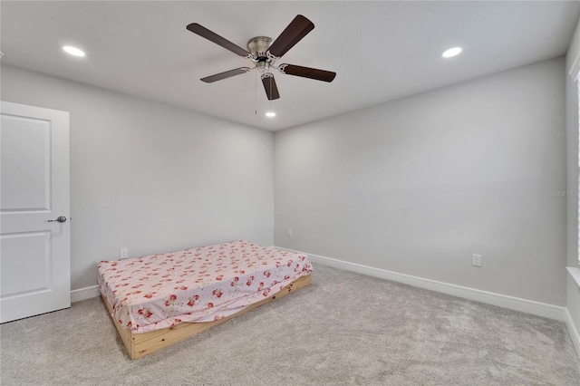 6658 Devlin Ln, Wesley Chapel, FL 33545 - bedroom with carpet floors, recessed lighting, baseboards, and a ceiling fan