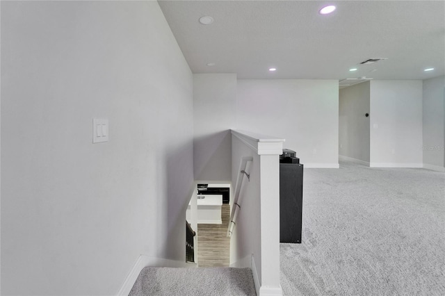 6658 Devlin Ln, Wesley Chapel, FL 33545 - stairs with recessed lighting, baseboards, and carpet floors