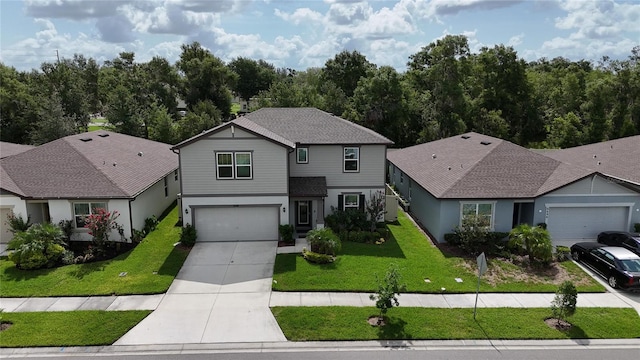 6658 Devlin Ln, Wesley Chapel, FL 33545 - traditional-style home featuring driveway, a front yard, an attached garage, and stucco siding