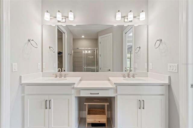 16126 San Donato Pl, Bradenton, FL 34211 - full bathroom with double vanity and a stall shower