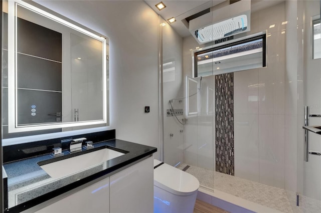 6528 Simone Shores Cir, Apollo Beach, FL 33572 - full bathroom with a shower stall, toilet, and vanity
