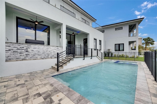 6528 Simone Shores Cir, Apollo Beach, FL 33572 - view of pool with ceiling fan and a patio area